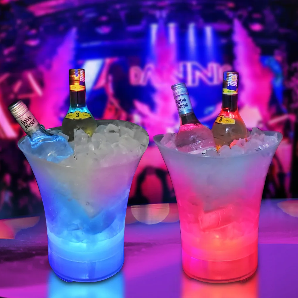 

LED New 5L Waterproof Plastic LED Ice Bucket Color Bars Nightclubs LED Light Up Champagne Colorful Beer Bucket Bars Night Party