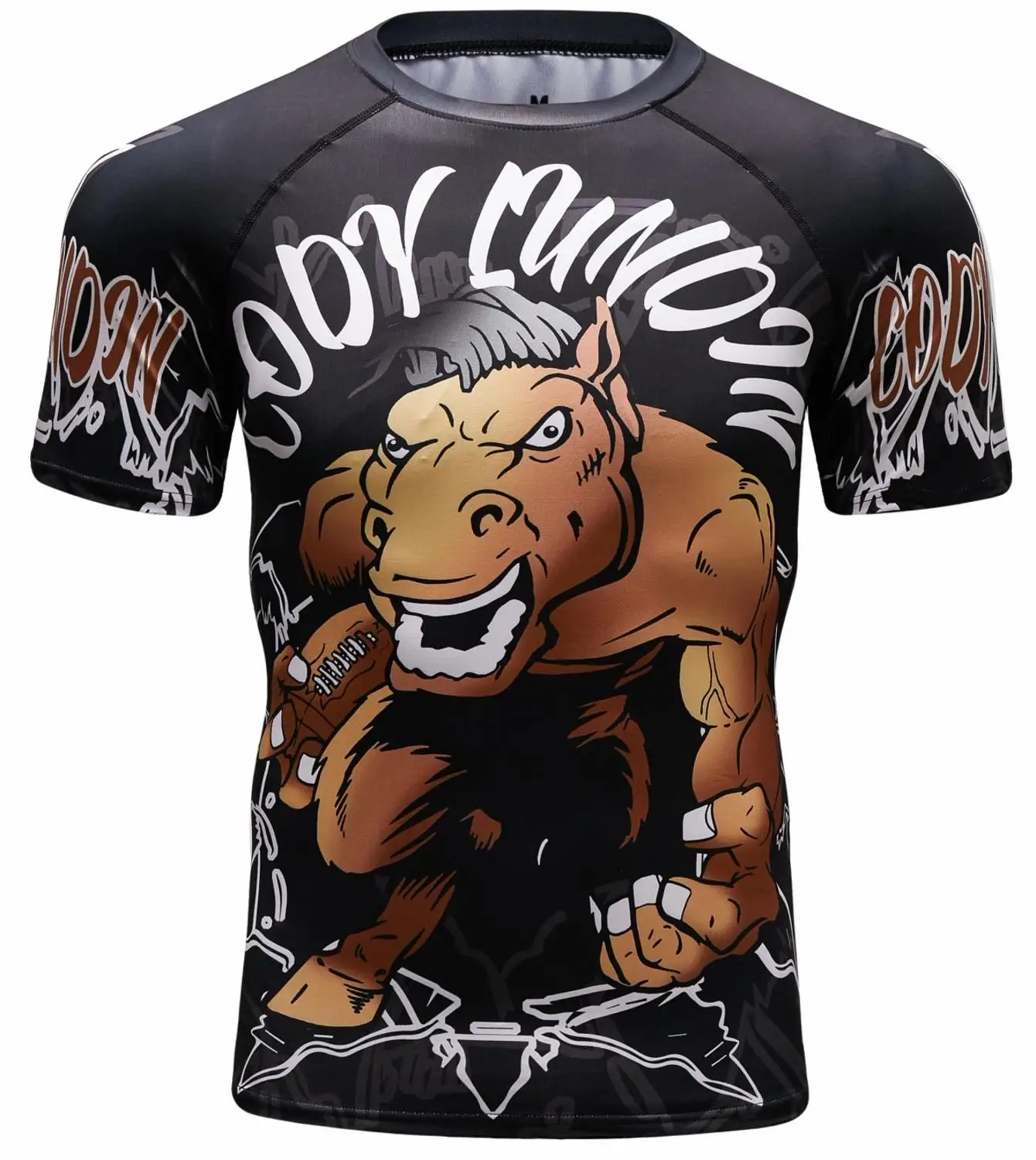 

Мужская компрессионная Спортивная эластичная футболка с животным принтом для фитнеса быстросохнущая облегающая футболка для бега с кругл...