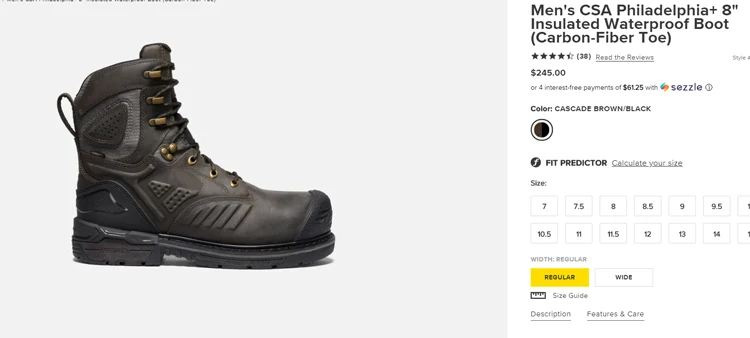 Men's philadalphia work Boot Waterproof 6 inch 8 inch real leather cowhide Boots carbon fiber toe brand logo shoes