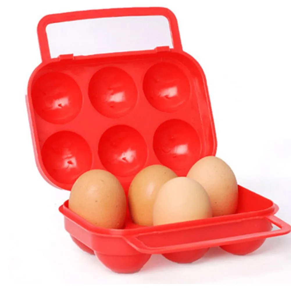 

Portable Camping Picnic 6 Eggs Plastic Carrier Holder Container Storage Box Case Kitchen Convenient Container Egg Storage Boxes