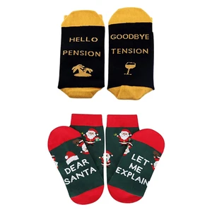 Новинка, забавные короткие носки с надписью, уважаемый Санта Хеллоу, пенсионный принт, рождественские, праздничные, пенсионные чулки, рождественский подарок