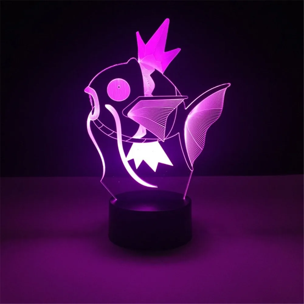 

Pokemon 3D Led Light Anime Figure Ash Ketchum Magikarp Snorlax Lighting Decor Action Toys Set Jigglypuff Lamp Model Figure Doll