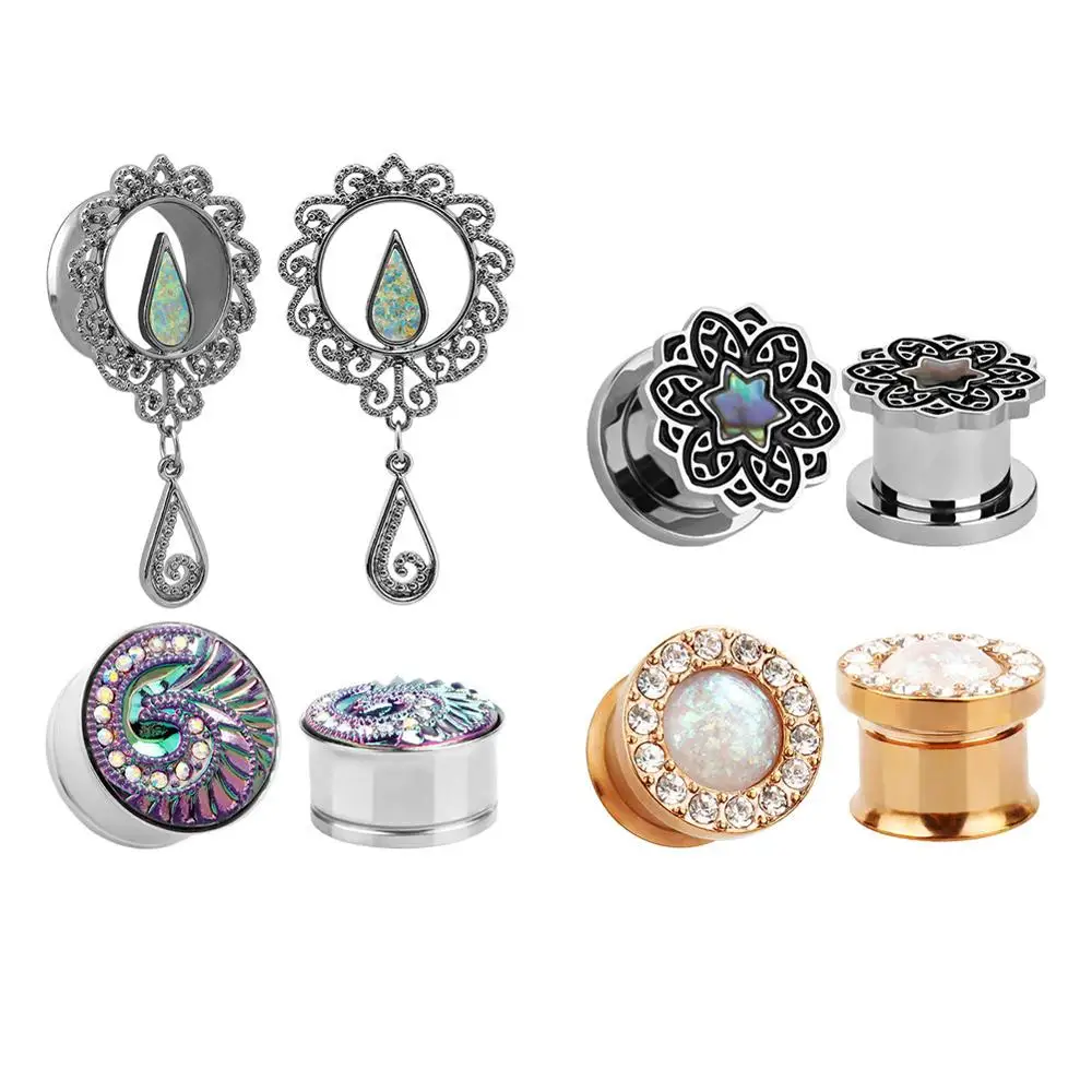 Большая распродажа винтажных туннелей для прокола ушей из нержавеющей стали 316L, расширители ювелирных изделий для тела, фабричный выход, пара продается.