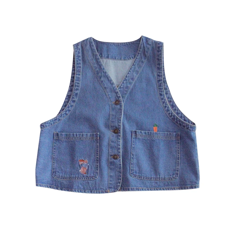 Джинсовый жилет для девушек тонкая милая мягкая нишевая Ретро жилетка в стиле