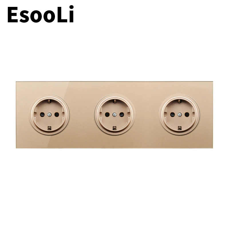 Электрическая розетка EsooLi 2 wang с заземлением и стеклянной панелью 16 А евро