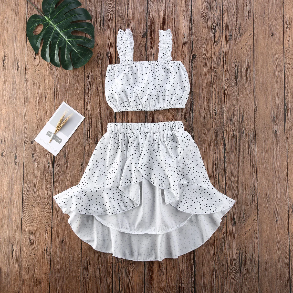 Комплект летней юбки для маленьких девочек укороченный топ + Асимметричная юбка