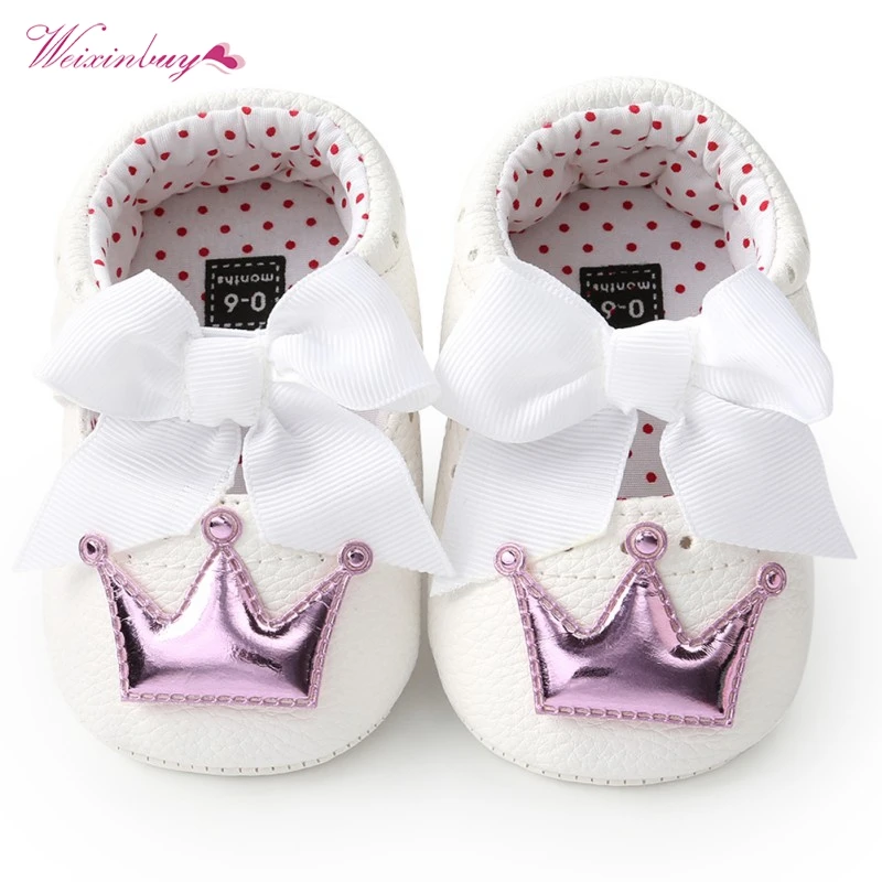 

Baby Girls Princess Shoes Spring Autumn PU Cute Butterfly Crown Anti-slip Toddler Shoes Baby Soft Soled Shoes Crib Shoes