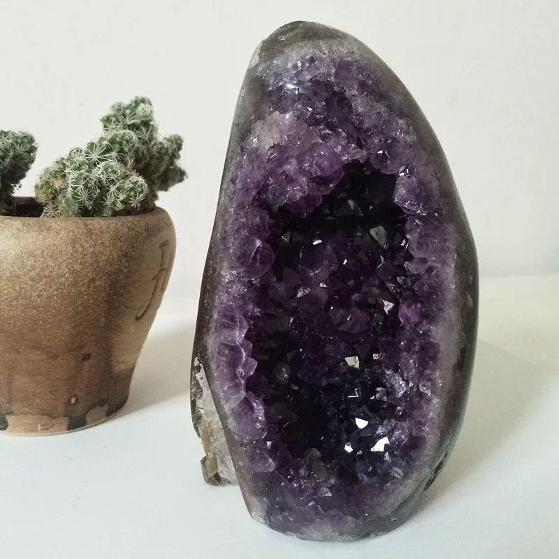 Высокое качество аметистовый геодезический камень кварцовый кластер домашний