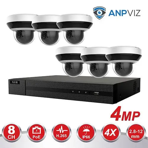 6 PTZ Dome KIT Hikvision OEM H.265 8CH POE NVR комплект видеонаблюдения Системы 4/6/8 шт. 4MP 4X зум камеры PTZ IP Камера P2P видео наблюдения - Цвет: 6 PTZ Dome KIT