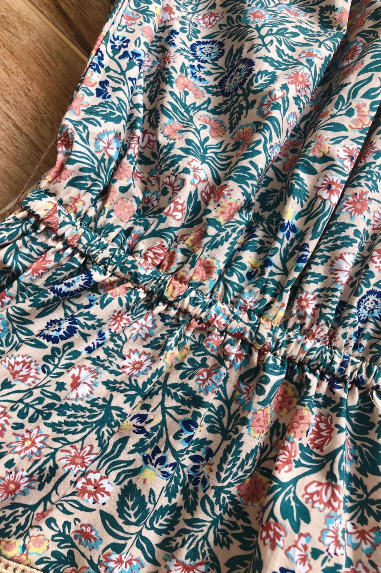 

2021 Summer Women's Lace Ruffles Collar Lantern Long Sleeve Waist Calico Textiles Embroidery Floral Print Dress