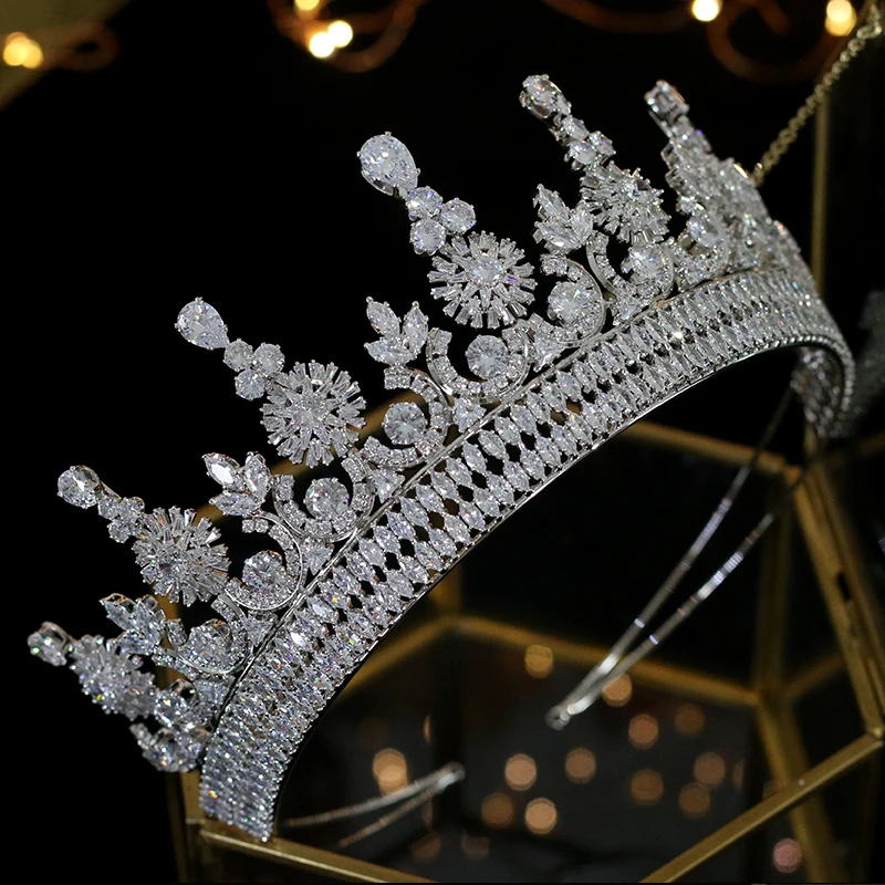 Новая роскошная тиара, модные аксессуары, Хрустальная корона, свадебная тиара, аксессуары для волос, головной убор, циркониевые украшения