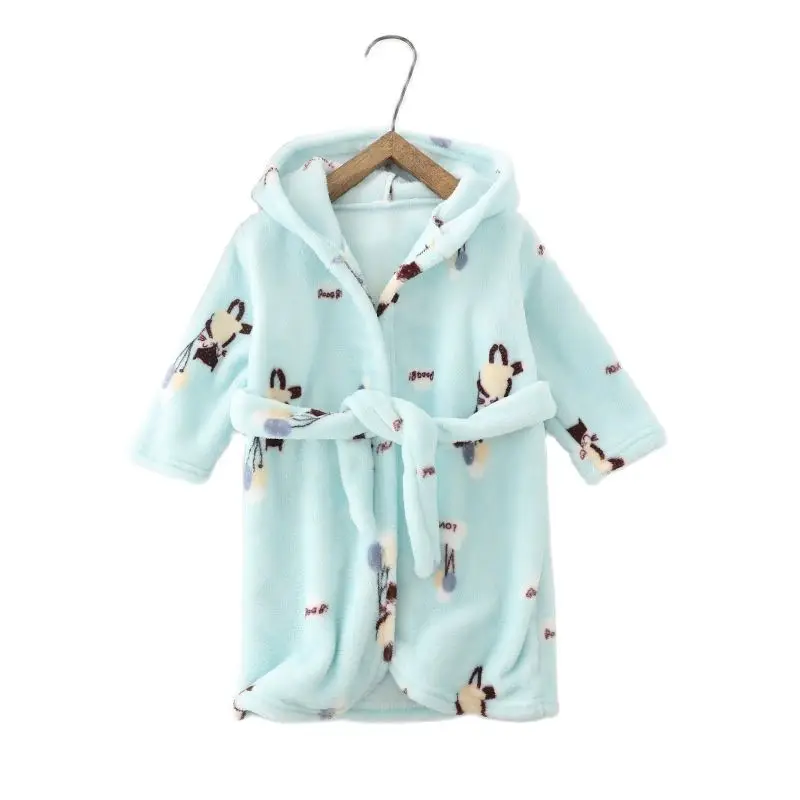

Kids Nightgown Winter Warm Children Girls Boys Pajamas Cartoon Printed Long Sleeve Flannel Toddler Autumn Bath Robe Homewear