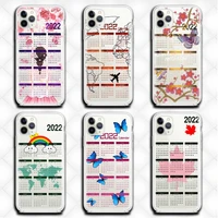 happy everyday 2022 calendar phone case clear for iphone 13 12 11 pro max mini xs 8 7 plus x se 2020 xr cover