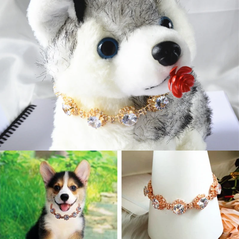 

Pet Necklace Cat Dog Zircon Flower Full Diamond Collar Comfortable Beautiful Kitten Puppy Decorations Collar Gato