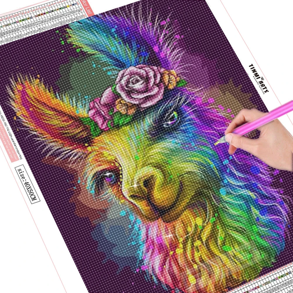 

DIY Poured Glue Diamond Painting Kits Scalloped Edge Canvas Wolf Girl Handcraft Unique Gift Unframe Animal Home Decoration