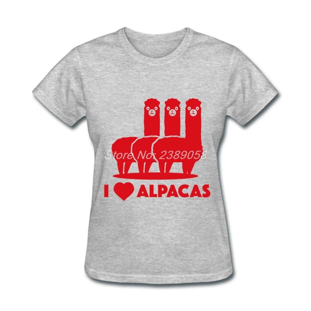 Новейшая женская футболка облегающая с принтом I Love Alpacas летняя хлопковая mujer