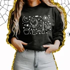 Женские свитшоты на Хэллоуин, повседневные пуловеры с графическим рисунком в стиле 90-х, осенняя одежда, толстовки большого размера, кавайные худи с графическим рисунком, 90 готических топов