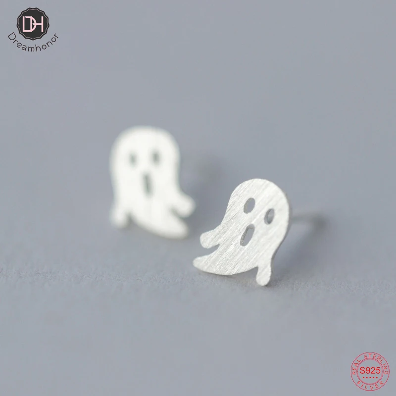 

Dreamhonor Women 925 Sterling Silver Brushed Ghost Stud Earrings Party Jewelry Gift SMT679