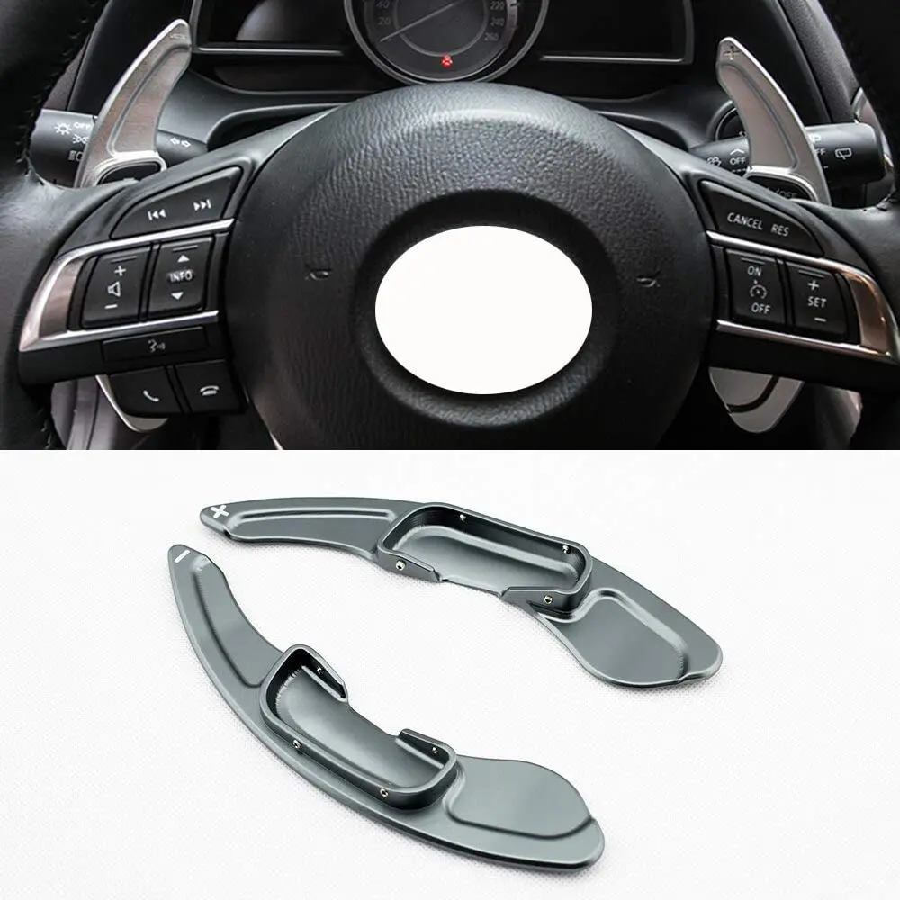 

2Pcs GSD Aluminum alloy Car Steering Wheel Shift Paddle Shifter Extension for Mazda 3 6 Cx-3 Cx-4 Cx-5 Mx-5 Dsg (Gray)