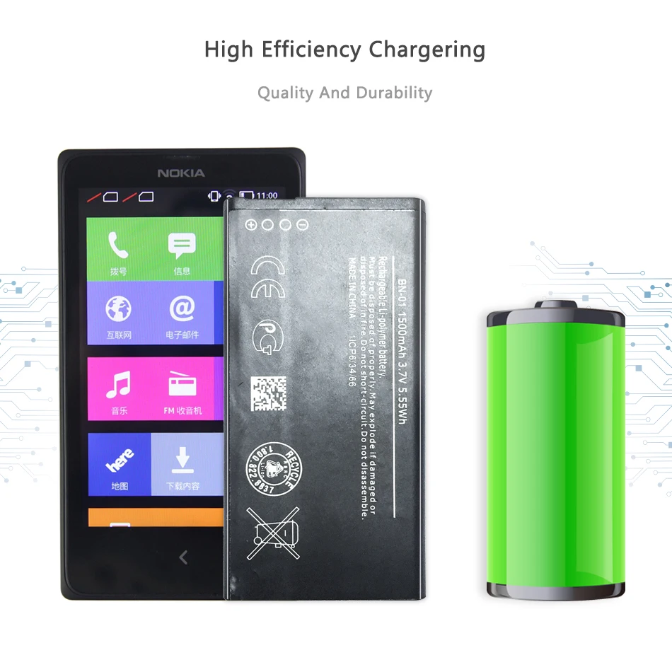 Мобильный телефон Аккумулятор для Nokia X 1045 RM-980 Normy / X2 + Plus 1013 X2DS аккумулятор BN 01 BN-01
