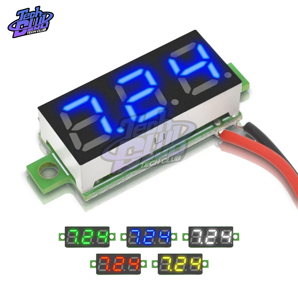 Мини цифровой вольтметр Напряжение метр тестер 0,28 дюймов 2,5 V-30 V светодиодный Экран Цифровой вольтметр, красный, зеленый, голубой, желтый