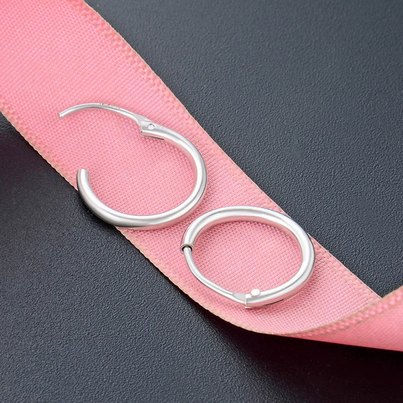 Классические Элегантные Глянцевые серьги-кольца из стерлингового серебра S925