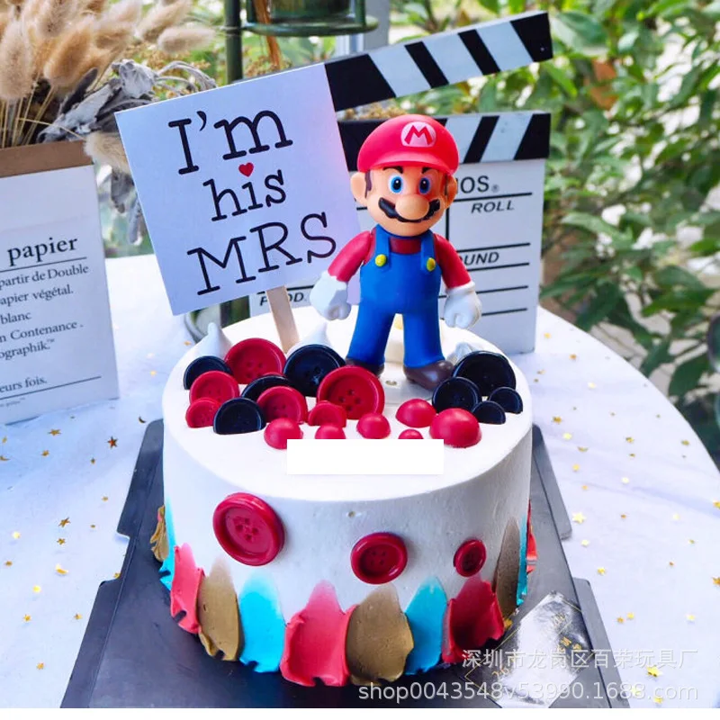 Новинка аниме фигурка Марио украшения для торта пекарни ins стиль Супер ручная