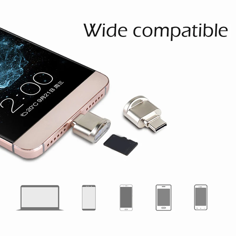 адаптер micro usb type c к micro sd tf otg смарт кардри