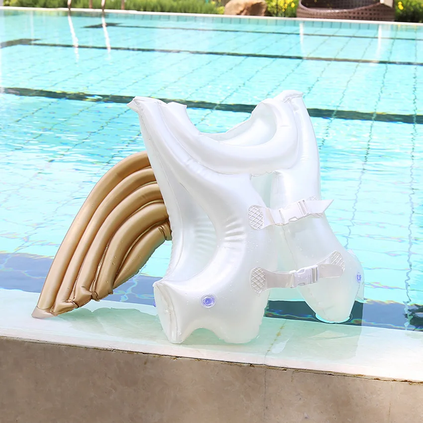 

Baby Inflatable Children Life Jacket Angel Wings Infant Kids Buoyancy Vest Golden Swim Ring Sandbeach Kids Water Safety Products