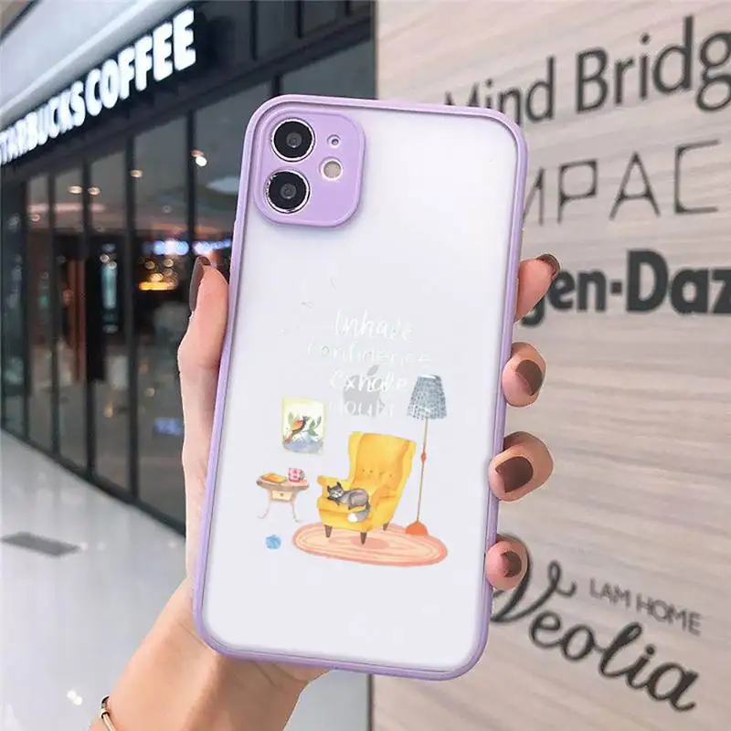 

Funny cartoon landscape girl Phone Cases Matte Transparent for iPhone 7 8 11 12 s mini pro X XS XR MAX Plus cover funda