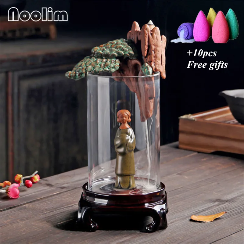 Керамическая сосна милая девушка обратная ладана горелка с ветрозащитным