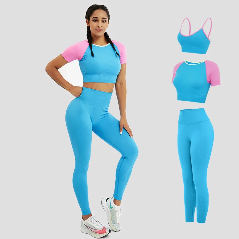 

2PCS Casual Sport Yoga Set Sportwear Women Set High Waist Running Fitness Gym Suit Workout Clothes For Women Activewear Academia
