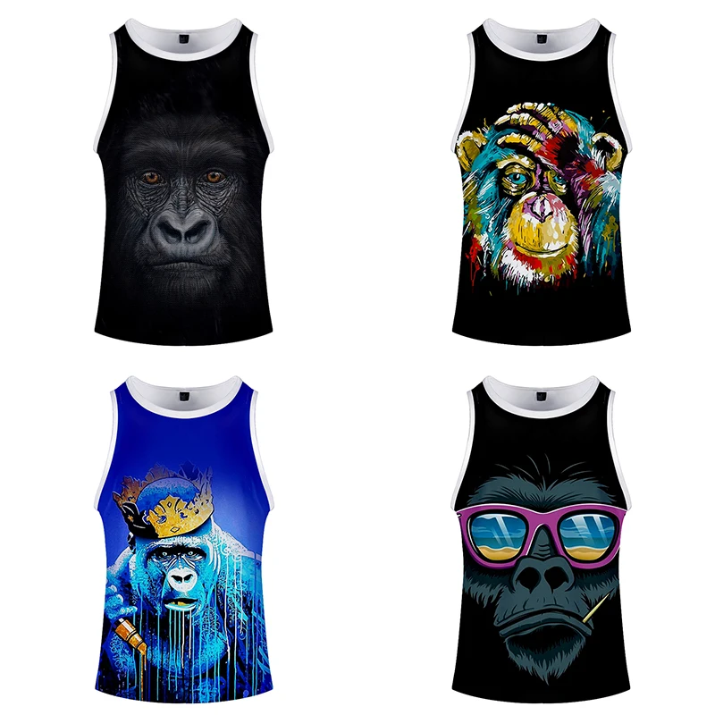 Летняя мода крутой орангутанг Забавный Homme 3d Бодибилдинг майка на бретельках хип
