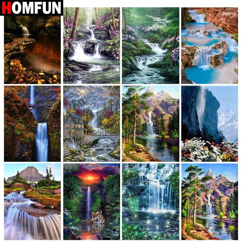 Алмазная живопись HOMFUN сделай сам картина Водопад полный холст квадратная