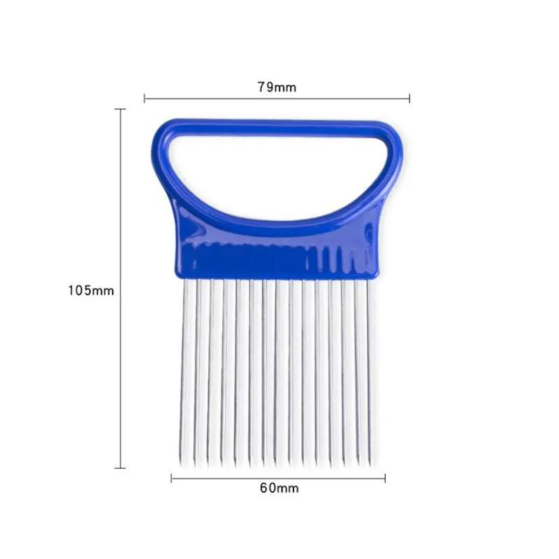 

1PC Stainless Steel Onion Needle Onion Holder Handheld Simple Slicer Fruit Vegetable Cutter Potato Kitchen Tool Bar Accessories