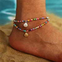 fashion colours bead ahain women ankle bracelets colorful crystal anklets bohemia bracelet ocean foot jewelry
