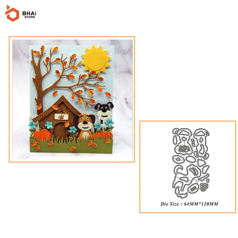 

New Design 3Pcs Dogs Metal Cutting Dies Cut Decoration Scrapbook Stickers Paper Card Embossing Decor Craft Dies 2021