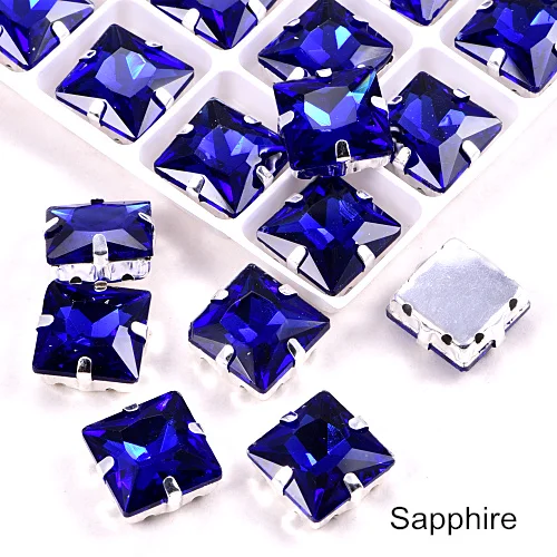 Sapphire Квадратные много цветов стеклянные стразы шьют на стразы с коготь Flatback лучшие стеклянные стразы пришить на коготь из стразов для одежды B3467 - Цвет: Sapphire