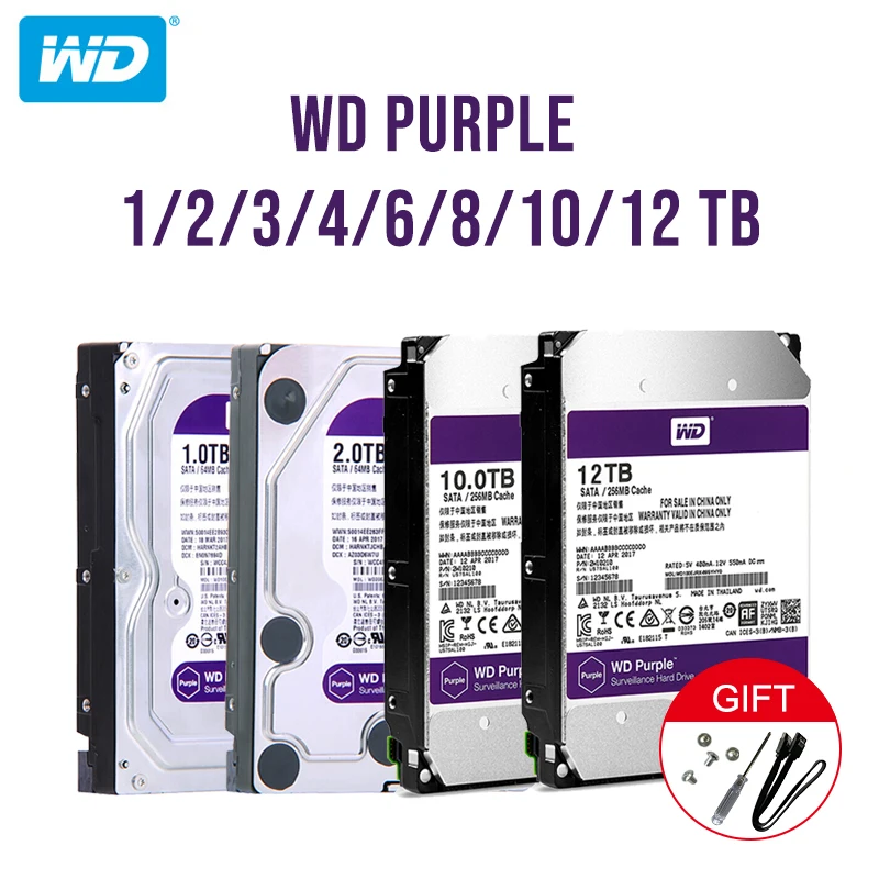 Western Digital WD Purple Surveillance HDD 1TB 2TB 3TB 4TB SATA 6.0Gb/s 3.5