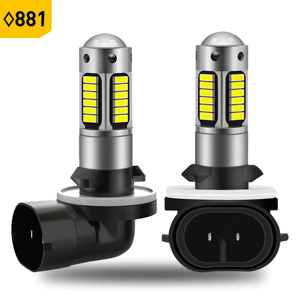 

2Pcs NEW H1 H3 881 880 H27W H27/1 H27/2 LED Anti Fog Lamp Car Driving Light Auto Front Foglamps Bulb White 6000K DRL 12V