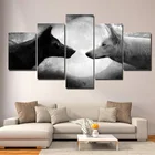 Картина маслом волк на холсте, 5 панелей, Современная Модульная Настенная картина с животными для гостиной