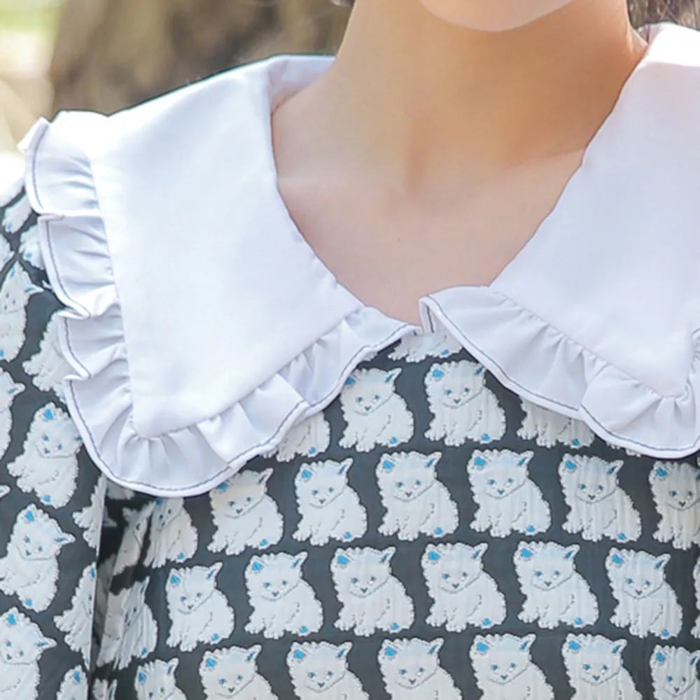 

Women's Dress Japanese Korean Version Fashion Casual Printing Jacquard Splicing Splicing Lotus Lantern Sleeve 2021 Spring Summer