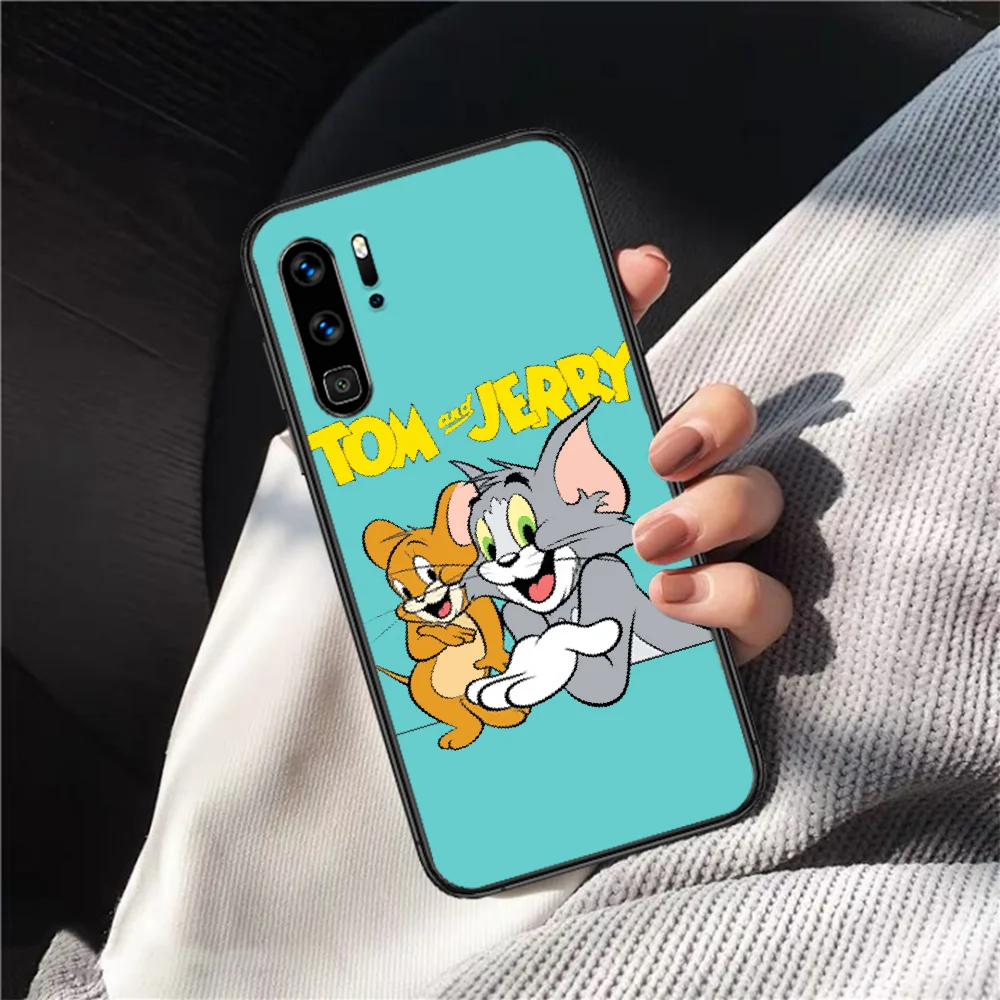 

Cartoon Cat Tom Mouse Jerry Phone Case For HUAWEI P 9 10 20 30 40 Lite Pro smart Z 2019 Nova 5T 6 7 i black Coque Soft Etui