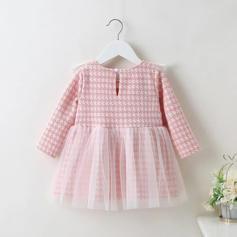 Платье для девочек кружевное с оборками Сетчатое длинным рукавом на возраст 0-18