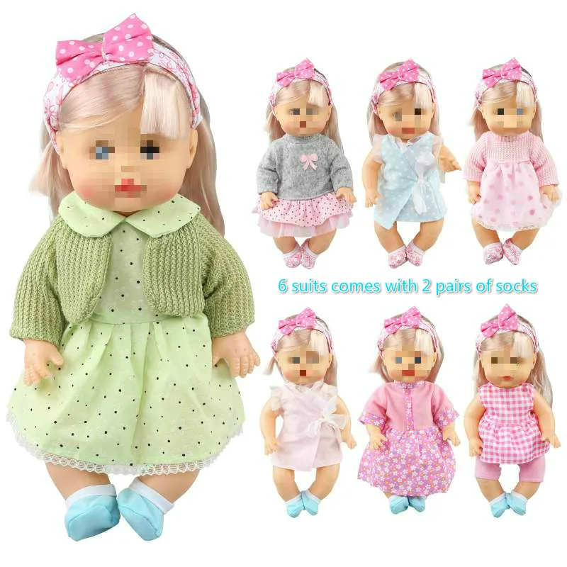 6suit 2socks no doll Мягкая силиконовая виниловая Кукла Настоящее прикосновение платье подходит 30 см Кукла реборн младенец куклы девочка наряды для 12 дюймов куклы аксессуары - Цвет: 6suit 2socks no doll
