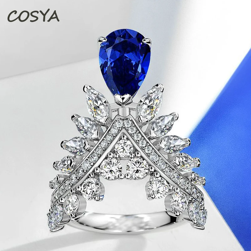 

Кольцо женское COSYA, из серебра 100% пробы, с розовым камнем, сапфиром и перьями, с высокоуглеродистыми бриллиантами, роскошное свадебное Ювели...