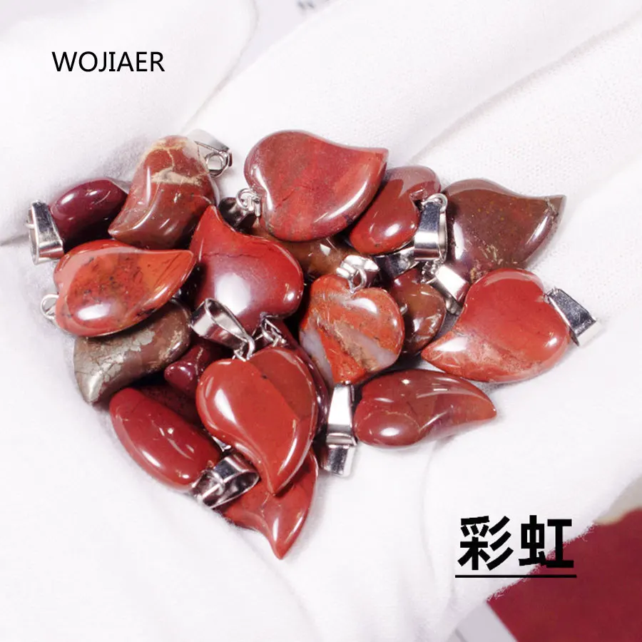 

WOJIAER 2021 Natural Stone Heart Red River Charms Pendants Beads for Jewelry Couples Gift Making Good Quality 20x15x6mm ZM0518