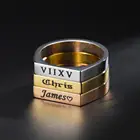 Пользовательское имя кольцо индивидуальная из нержавеющей стали кольца для мужчин и женщин ювелирные изделия Выгравировано Название букв слова кольца Father's Day Подарки