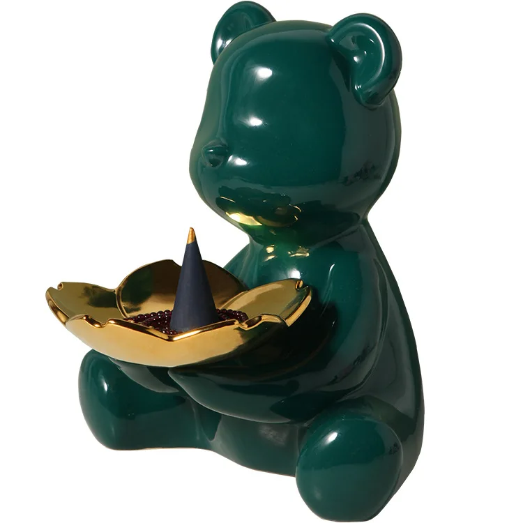 

Ceramica urso chaves bandeja de armazenamento ornamentos luxo casa arte moderna decoracao estatua animal sala estar escritorio