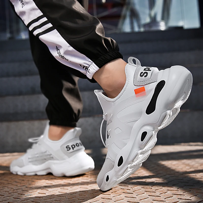 Новинка 2019 года модные кроссовки для мужчин верх из лайкры дышащие ботинки с